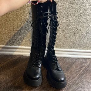 Knee high combat boots